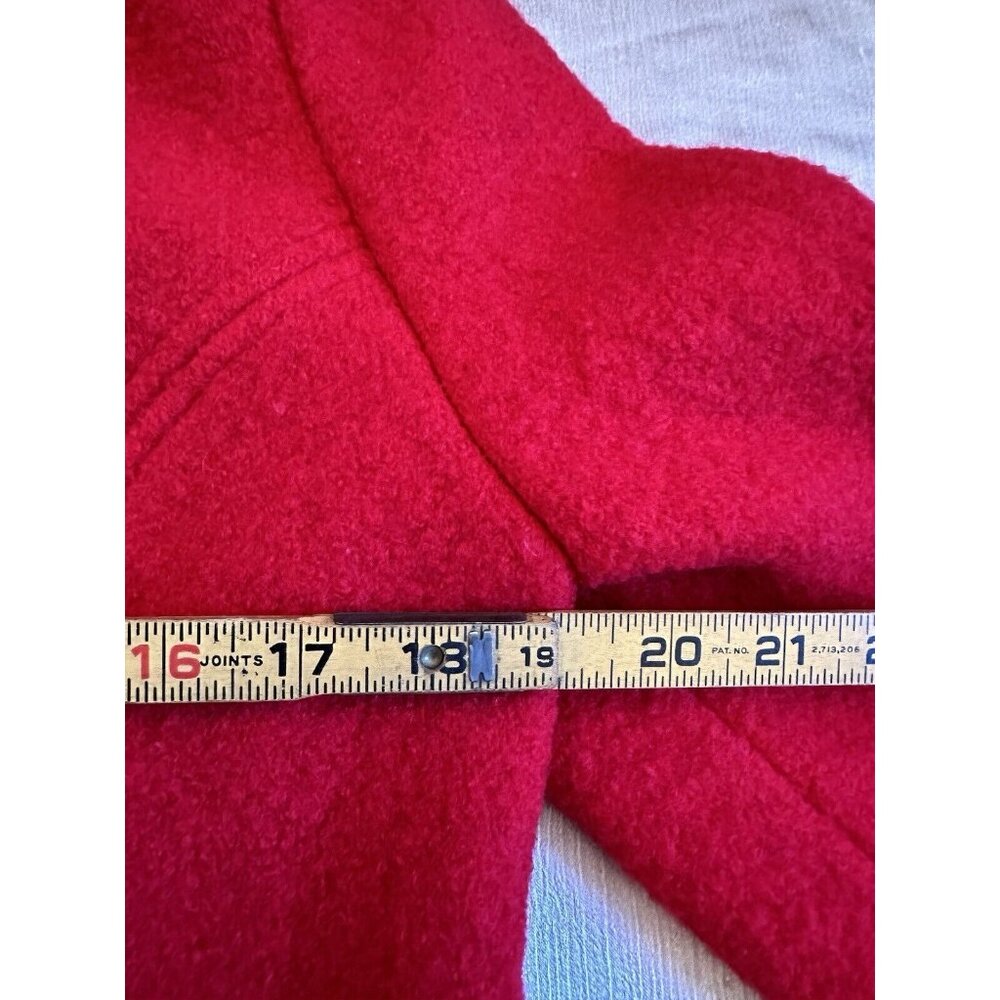 Vintage The Eagles Eye 100% Wool Cardigan Coat Sweater Red Buttons Christmas Sz8 - Picture 5 of 9